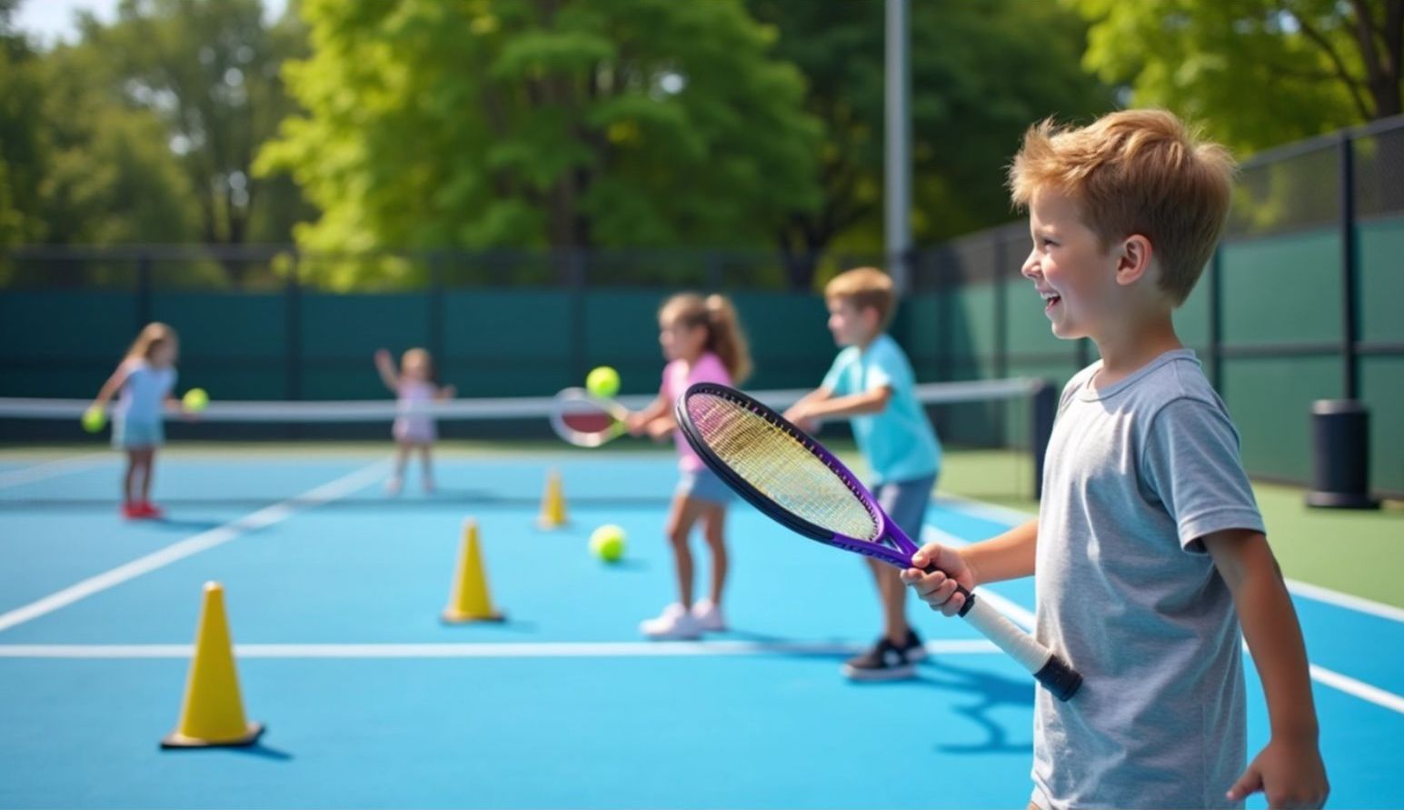 Boy Summer Tennis Camper